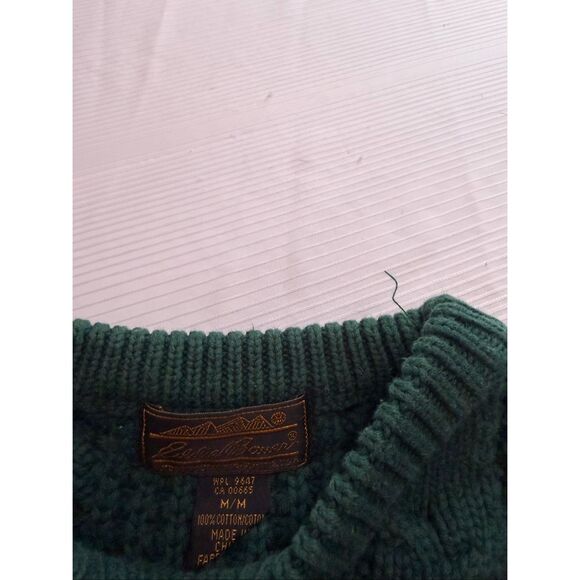 Eddie Bauer Vintage Green Sweater Floral Size Medium - Picture 2 of 7